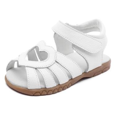 Imagem de Sandálias femininas infantis de couro para meninas, bebês, meninas, princesas, sapatos, H-whtie Heart, 8.5 Toddler