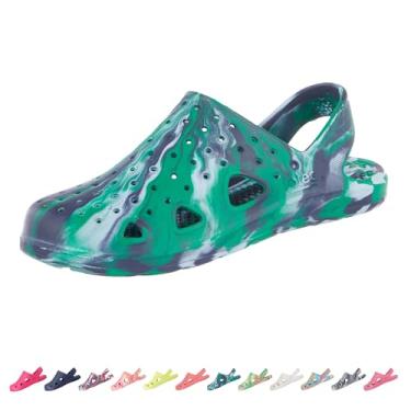 Imagem de totes Tamanco infantil unissex para uso diário, Mármore verde azul - tira, 21-22