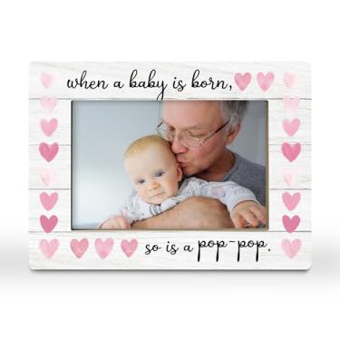 Imagem de CGBHW Porta-retrato de presentes Pop-Pop, presentes para vovô pela primeira vez, presente de anúncio de bebê para novo avô, netos recém-nascidos, netos, porta-fotos, 10 x 15 cm, horizontal para