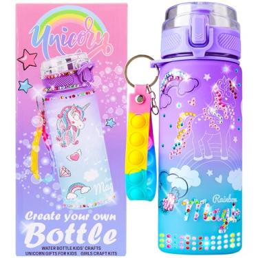 Imagem de Get Trend Unicórnio decore sua própria garrafa de água kit meninas, adolescentes, 550 ml, adesivos faça você mesmo, chaveiro, pedras preciosas, presentes para meninas (multi unicórnio)