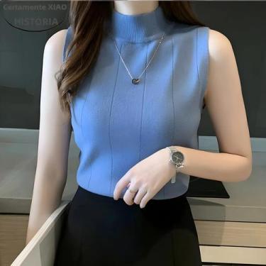 Imagem de Blusa Feminina Sem Mangas - Malha Elástica, Moda Coreana, Casual (Prim