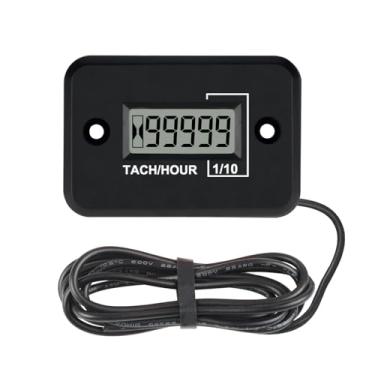 Imagem de Taikemeti Tacômetro, exibe RPM em tempo real e tempo total acumulado, design de 2 tempos e à prova d'água para motocicletas, quadriciclos, motos de neve (Preto)
