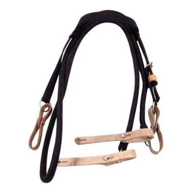 Imagem de Cabeçada De Fita Preta e Rédea Polipropileno Preta Para Cavalo Regulag