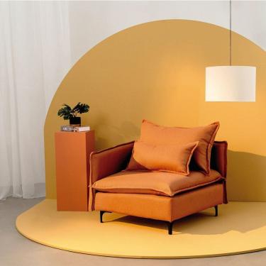 Imagem de Sofá Modular Braço Lateral com Pé Metal Sôma Cabecasa Madeiramadeira Mocha Mousse