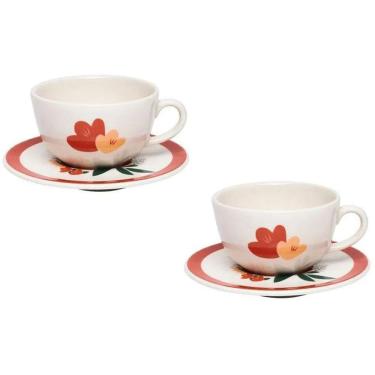 Imagem de Kit 2 xícaras de chá com pires 200ml unni love oxford