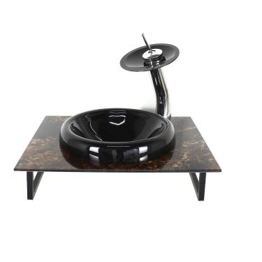 Imagem de Gabinete vidro banheiro 50cm bancada marmorizada marmore