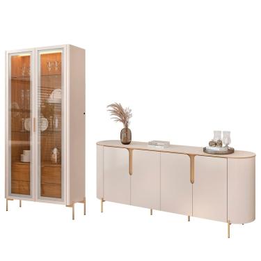 Imagem de Buffet Aparador Lena e Cristaleira Com LED Amelia Freijó/Off - Mpozenato