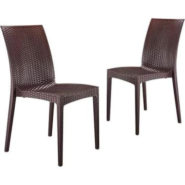 Imagem de Kit duas cadeiras rattan marrom - Top Chairs