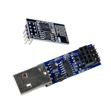 Imagem de DIYmall USB to ESP8266 CH340C ESP-01 ESP-01S Breakout Prog WiFi Programmer Downloader with Reset Auto-Download Circuit + ESP8266 ESP-01S Serial WiFi Wireless Transceiver Module