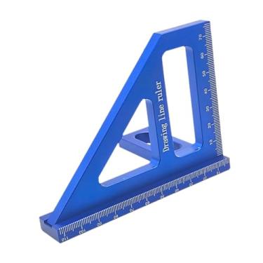Imagem de Baoblaze Régua de medição de vários ângulos de 45/90 graus Liga de alumínio Transferidor quadrado de madeira para régua de linha de desenho, Azul Métrico, 8.5x7.9x11.2cm
