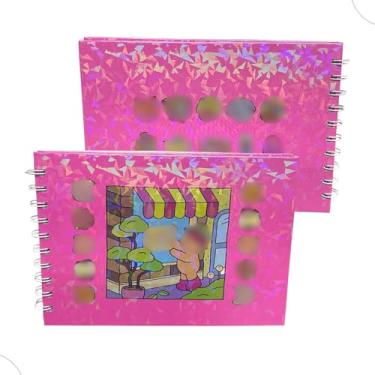 Imagem de Livro de Colorir com 48 Folhas Papel Grosso Capa Dura Brilhante Holográfica vem com folha protetora de acetato (Rosa)