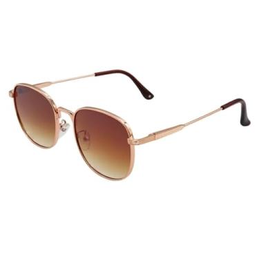 Imagem de Oculos de Sol Redondo Premium Classico Tendencia UV400 Unisex Feminino Masculino - Modelo Cancún - Cacife Brand (Marrom Degradê)