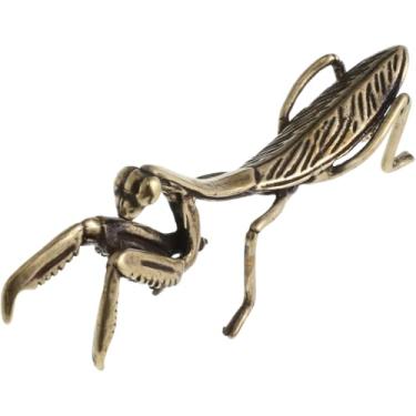 Imagem de Cabilock 1Pc Brass Mantis Statue Antique Mantis Sculpture for Desktop Decoration Insect Micro Carved Art Home and Office Decor Exquisite Brass Insect Figurine