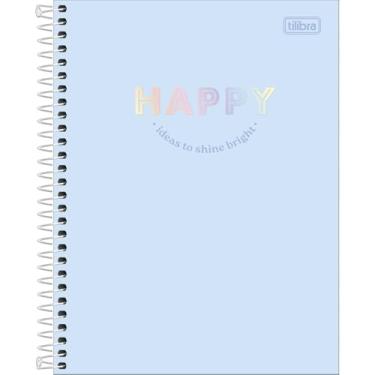 Imagem de Tilibra - Caderno Espiral Capa Dura Colegial 10 Matérias Happy 160 Folhas - Azul 2025