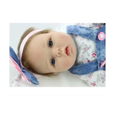 Imagem de Boneca Reborn Baby Doll Silicon Soft 55 cm realista com urso - Lightbe