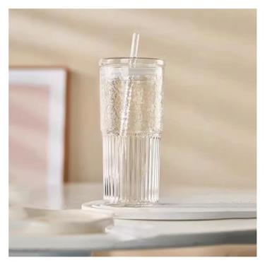 Imagem de URGDWEKJY Copo de vidro grande capacidade canudo copo de água xícara de chá xícara de leite suco xícara de café doméstico verão copo de bebida fria copo de água