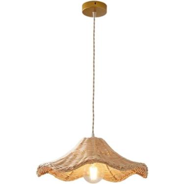 Imagem de SRSXYMBD Luminária pendente do sudeste da Ásia, abajur de bambu tecido, sombra de casa de fazenda, litoral, candeeiro de vime feito à mão para sala de jantar Rattan, lustres de teto para cozinha