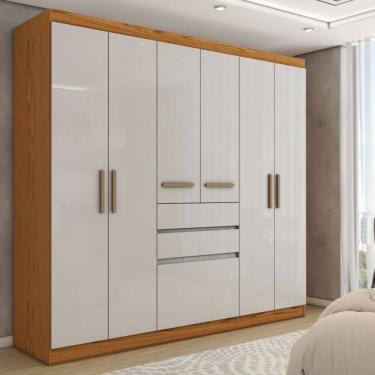 Imagem de Guarda-Roupa Solteiro Naturalle 6 Portas 3 Gavetas Freijó/Off White Laca - Panorama Móveis