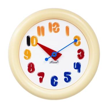 Imagem de Generic Relógio de parede nórdico com movimento silencioso, 30 cm, relógio decorativo, ornamento exclusivo, para sala de estar, estudo em casa, Amarelo Colorido