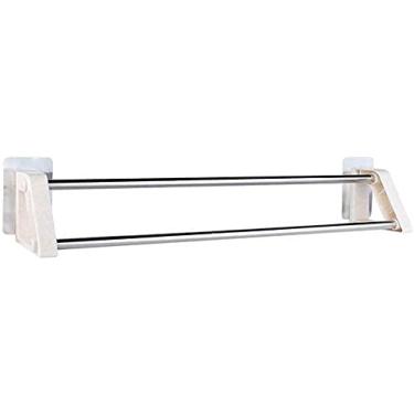 Imagem de Suporte de toalha de mão, trilho de barra de toalha, toalheiro de banho, suporte de toalha tipo de toalha sem sucção perfurada. A prateleira do banheiro com dois pinos pode ser armazenada na geladeira