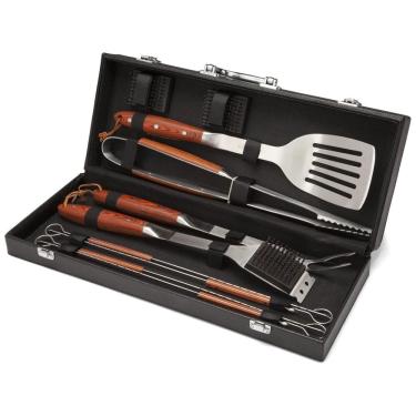 Imagem de Kit Churrasco na Grelha 10 Peças de Aço Inoxidável com Estojo de zenamento, CUISINART CGS 2010, Marrom
