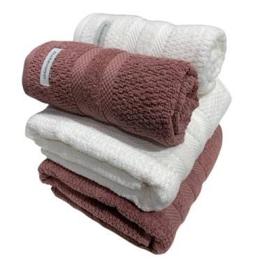 Imagem de Kit 4 Toalhas Buddemeyer Vanilla Extra Soft Branco e Rosa Velvet  2 ba