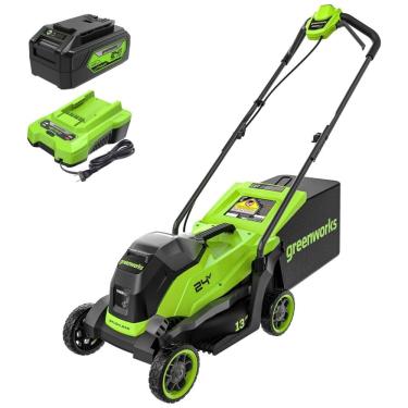 Imagem de Cortador de Grama sem Fio Greenworks 24V 13" Brushless Push, com Bateria de 4.0Ah e Carregador