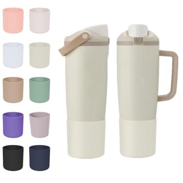 Imagem de CHEMLLC Botas protetoras de silicone para garrafas e copos FreeSip Sway Owala 850 g e 1,134 g, capa protetora antiderrapante para garrafa de água Owala (levemente torrada)