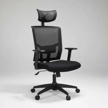 Imagem de Cadeira de Escritório Ergonômica Premium, Encosto Alto com Apoio Lombar Ajustável, Base Giratória com Rodízios, para Home Office e Trabalho