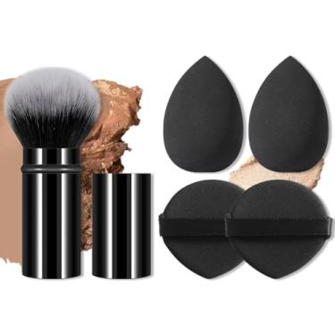 Imagem de Pincel de maquiagem extensível e esponjas de maquiagem para misturar cosméticos líquidos, cremes ou em pó impecáveis