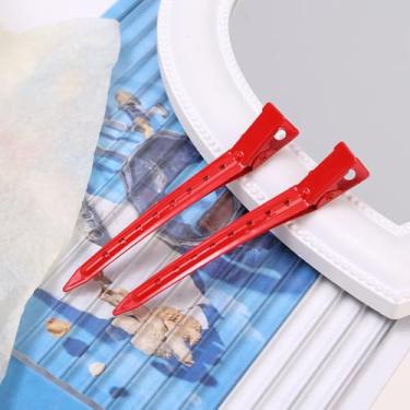 Imagem de 2 peças de grampos de cabelo metal bico de pato crocodilo ondulado grampos de cabelo barbearia posicionamento de grampo de cabelo mulheres meninas acessórios, vermelho