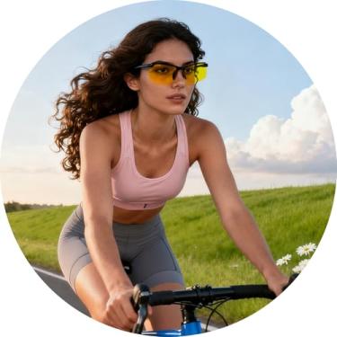 Imagem de Óculos de sol esportivos Shield para homens e mulheres, óculos leves envolventes para ciclismo, corrida e atividades ao ar livre, Armação preta sem aro / lente amarela