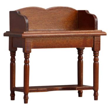 Imagem de Mesa de móveis de casa de bonecas em miniatura de madeira em escala 1:12 marrom