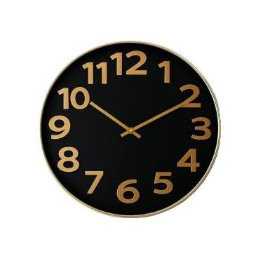 Imagem de Relogio de Parede, Moderno Clássico Minimalista, Escritório Relógio de Parede Silencioso Pilha, 24cm, 30cm Ou 40cm(Preto/Dourado 35cm)