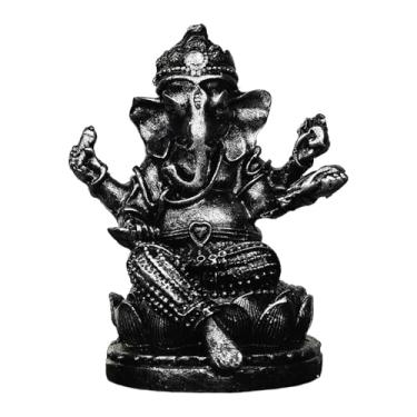 Imagem de Generic Estátua do Senhor Ganesha, escultura religiosa de Buda, peça decorativa colecionável, ornamento, estatueta de Ganesha para painel de carro ou estante, Preto 4.7x4.2x6cm
