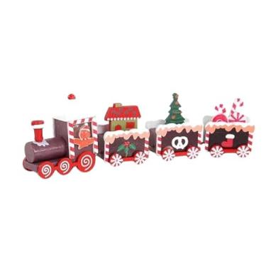 Imagem de Trem de Natal em Madeira – Mini Trem Decorativo com Bonequinhos, 6 Cores Disponíveis – Enfeite Natalino para Mesa, Estante e Árvore. (CANDY CANE)