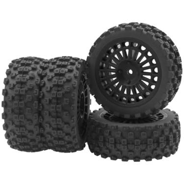 Imagem de ShareGoo OD 73mm RC 1/10 On Road Tires & Wheel Rims Plastics 12mm Hex Compatible with Tamiya TT01 Kyosho WR8 Traxxas 4Tec 2.0 WLtoys HPI 1/10 RC On Road Racing & Touring Car (Black)