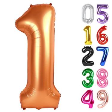 Imagem de Balão laranja número 1 de 101 cm, balão de 1º aniversário para decoração de primeiro aniversário para bebês, artigos de festa laranja brilhante