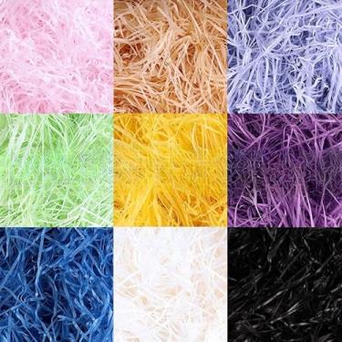 Imagem de 50 g Papel desfiado de grama lafete, 50 g, enchimento de caixa de presente colorido, fragmentos multicoloridos decorativos para casamento, artesanato, cestas de presente, preto