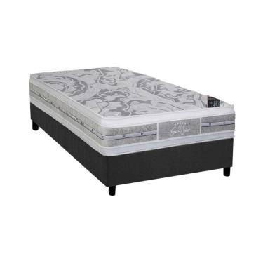 Imagem de Cama Box Solteiro: Colchão Molas Ensacadas Castor Super Luxo Látex Plush + Base Crc Suede Gray (88x188)