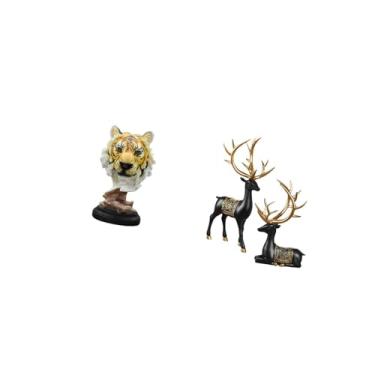 Imagem de Fenteer Coleção de Esculturas Modernas de Animais para de Entrada, Sala de Estar, Estante, Mesa, Corredor, Armário, Decoração de Casamento E Inauguração