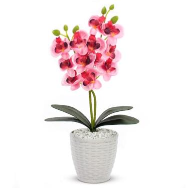 Imagem de Vaso Flores Artificiais Arranjo Orquideas Decorativas Orquídea 28cm(Rosa)