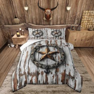 Imagem de Feelyou Conjunto de edredom com estrela do oeste do Texas, tamanho king, asteca ocidental, para meninos e meninas, crianças, tribal, caubói selvagem, rústico, casa de fazenda, conjunto de cama de