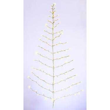 Imagem de TenWaterloo Árvore de Natal de Parede de Bétula Branca Iluminada - Led Interno/Externo de 5 Pés de Altura - Luzes Brancas Quentes - Operada Por Bateria com Temporizador, Galhos Brancos