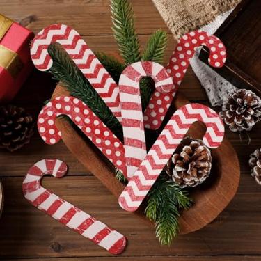 Imagem de Gemscream 12 peças de bengala de doces rústica de Natal de 15 cm, bengala de doces, vintage, listrada, vermelha e branca, enfeites de árvore de Natal, mesa de jantar, guirlanda de lareira (clássico e