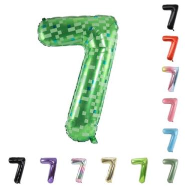 Imagem de Balão grande de hélio com número de hélio de 101 cm para festa de casamento 0-9 (pixel verde, 7)