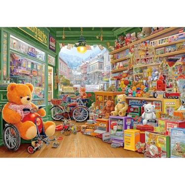 Imagem de Quebra-cabeça vintage Toy Store de 1000 peças, cena nostálgica de loja de ursinhos de pelúcia, grande quebra-cabeça adulto