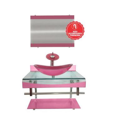 Imagem de Gabinete de Vidro 70cm para banheiro Holanda  - EKASA, Rosa