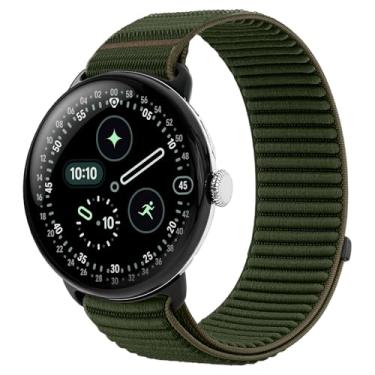 Imagem de BandRain Pulseiras esportivas de nylon compatíveis com Google Pixel Watch 4/3/2/1 de 45 mm e 41 mm, conector de aço atualizado, pulseiras de substituição trançadas macias e respiráveis para mulheres e