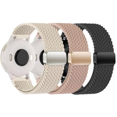 Imagem de EverAct Pulseira de relógio trançada magnética de 20 mm compatível com Garmin Vivoactive 5/Vivoactive 6/3/3 Music, pulseira de nylon elástico macio de substituição para Venu Sq 2/Venu 2 Plus e